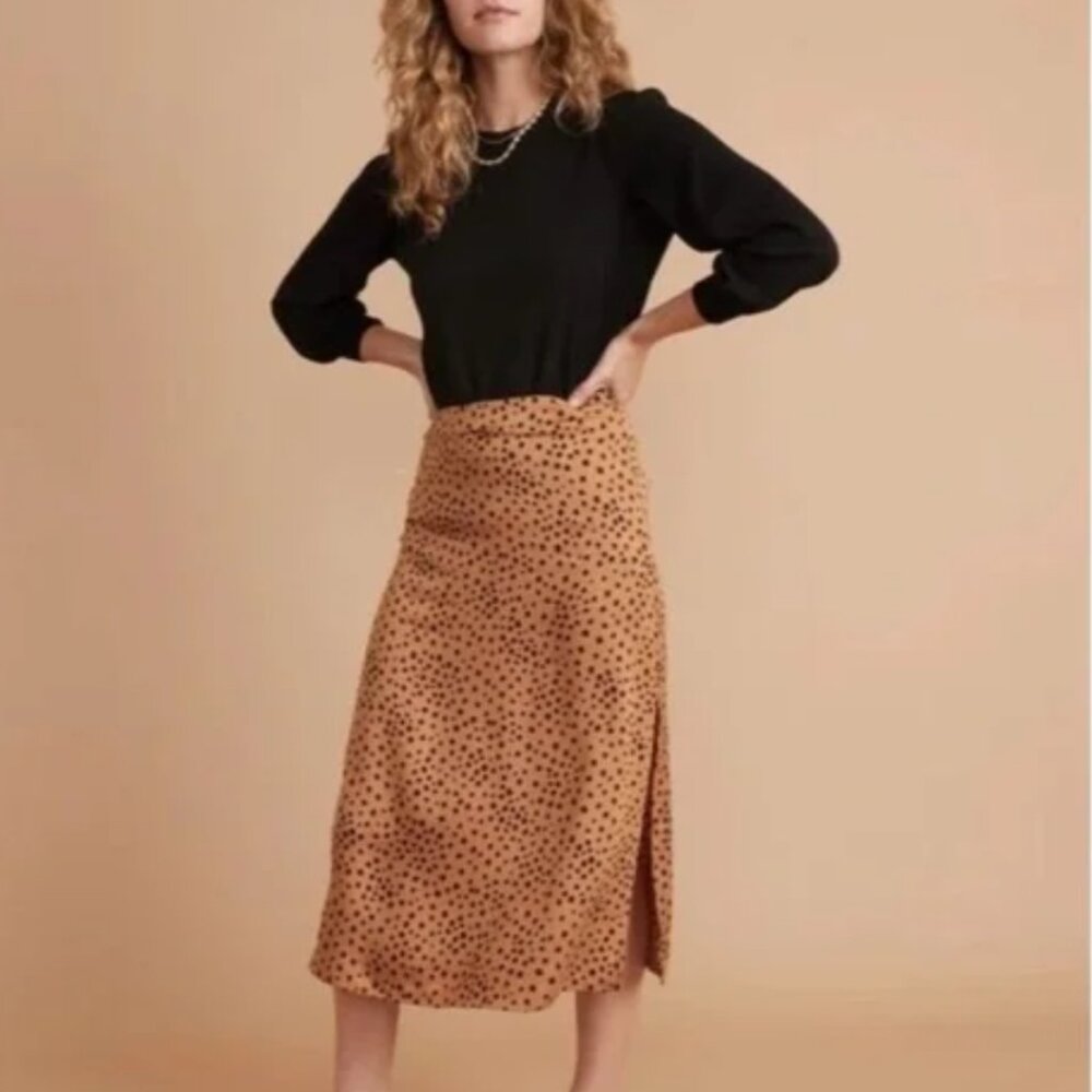 Marine Layer Zaria Midi Slip Skirt Abstract Cheetah Print Slit Leopard 0